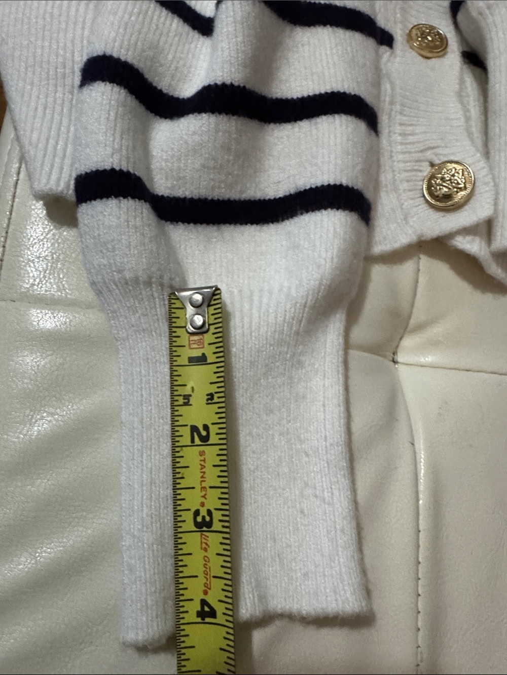 Cyrus Cardigan-Sz S-Rayon Blend-Gold Button-White & Black Stripes-Light Wear-GUC - Picture 14 of 16